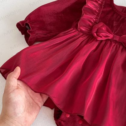 Baby Red Mesh Skirted Bodysuit - image 9