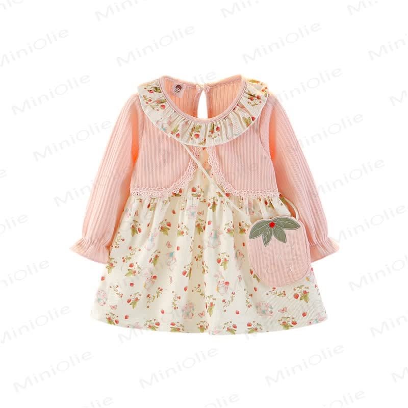 Baby Toddler Flower Dress with Strawberry Bag - image 5
