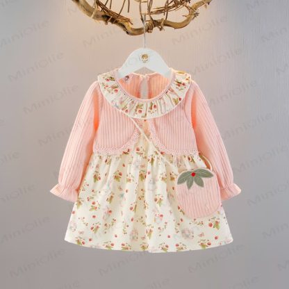Baby Toddler Flower Dress with Strawberry Bag - Pink - 3-5T - image 1