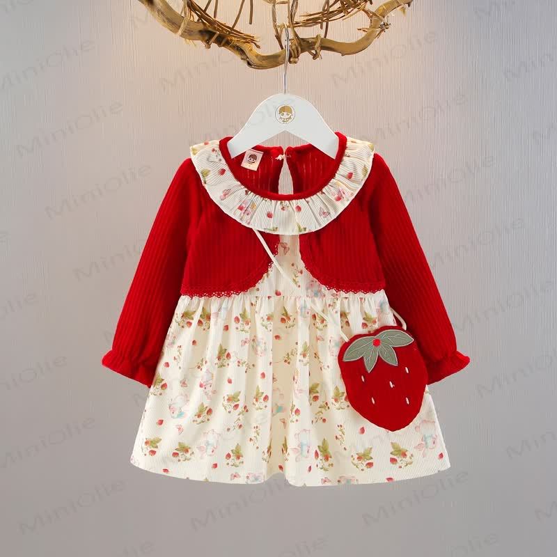 Baby Toddler Flower Dress with Strawberry Bag - Red - 3-5T - image 6