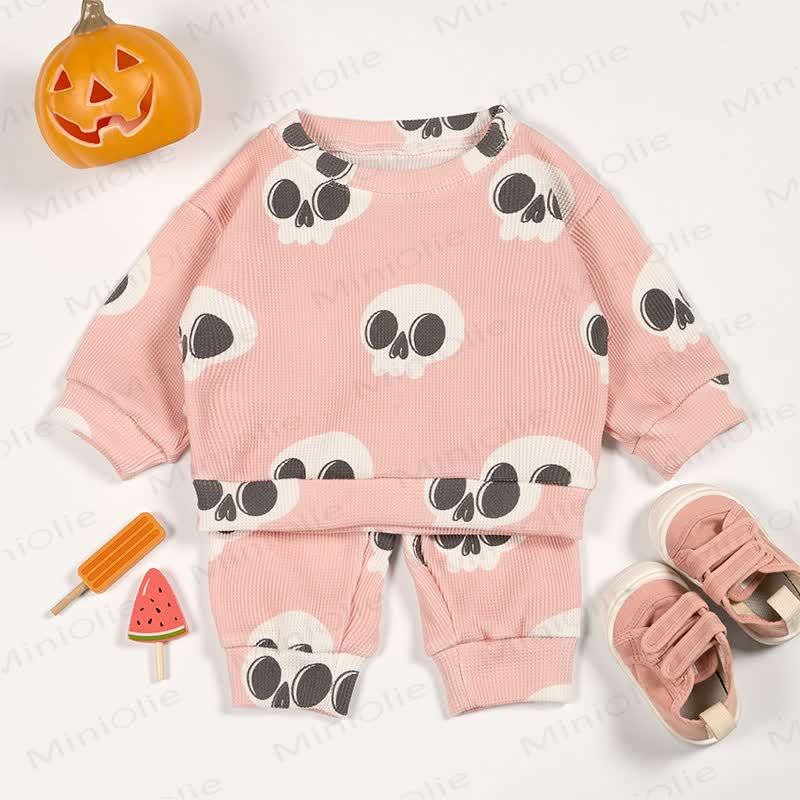 Baby Skull Pink Waffle 2-piece Set - Pink - 2-3T - image 1
