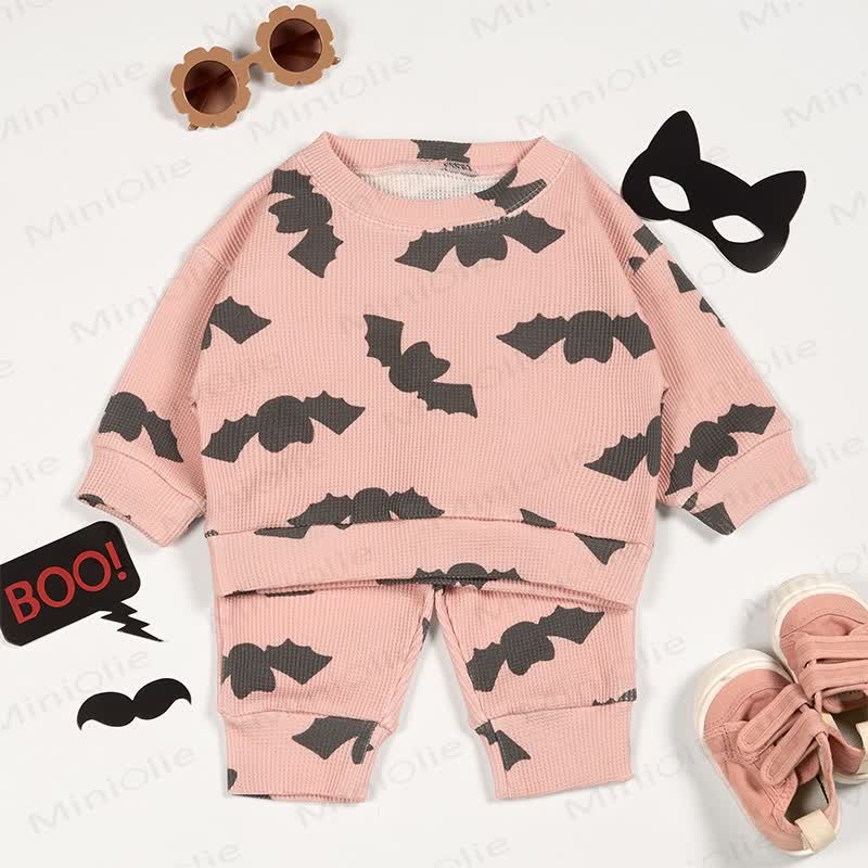 Baby Bat Silhouette Pink Waffle 2-piece Set - Pink - 2-3T - image 1