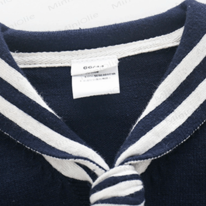 Baby Navy Collar Knitted Romper - image 6