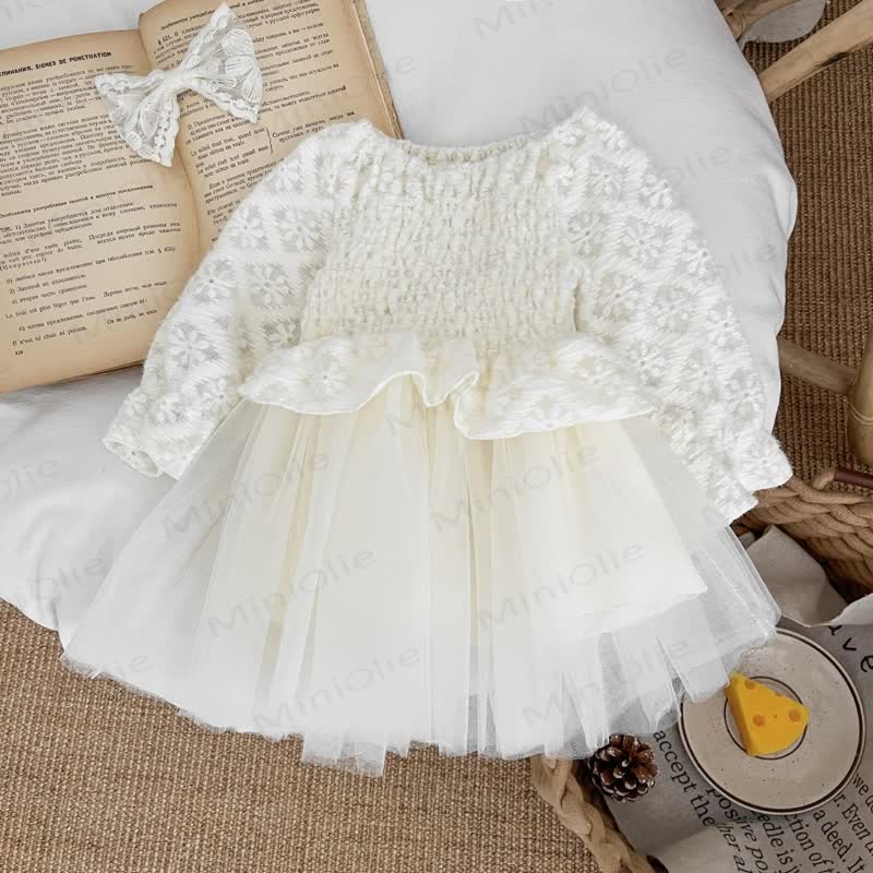 Baby Girl Lace Tulle Princess Dress - Beige - 2-3T - image 1