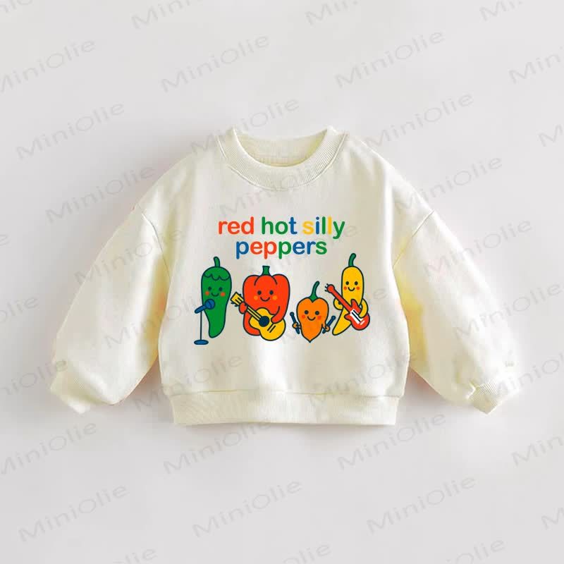 RED HOT SILLY PEPPERS Baby Toddler Sweatshirt - Cream - 3-5T - image 1