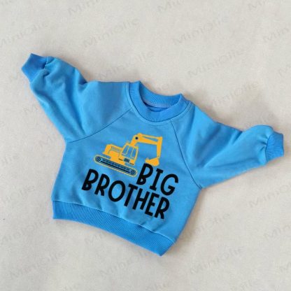 BIG/LITTLE BROTHER Baby Toddler Excavator Blue Sweatshirt - Big Brother - 3-5T - image 1