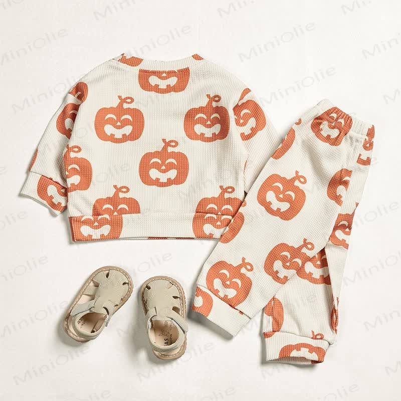 Baby Toddler Halloween Pumpkin Waffle 2-piece Set - image 3