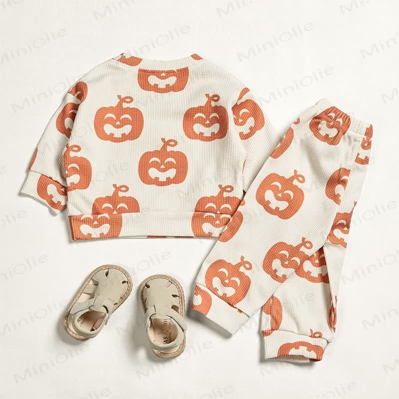 Baby Toddler Halloween Pumpkin Waffle 2-piece Set - image 3