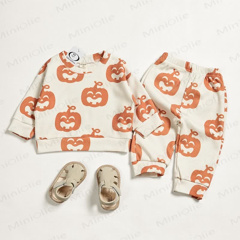 Baby Toddler Halloween Pumpkin Waffle 2-piece Set - image 2