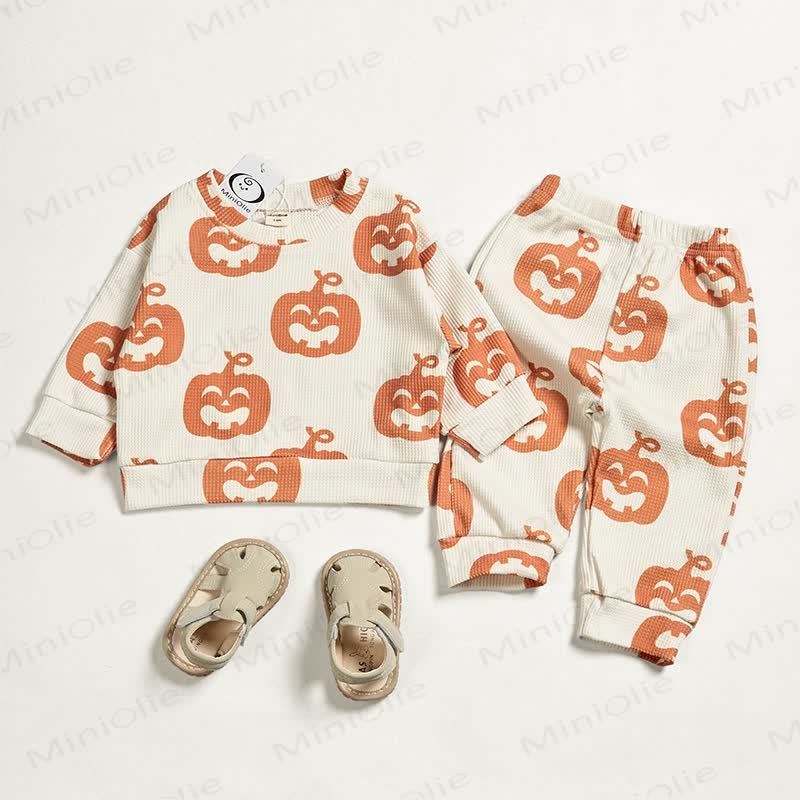 Baby Toddler Halloween Pumpkin Waffle 2-piece Set - image 2