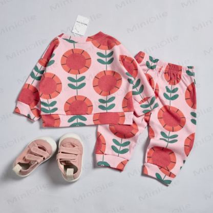 Baby Toddler Sunflower Pink Waffle 2-piece Set - image 3