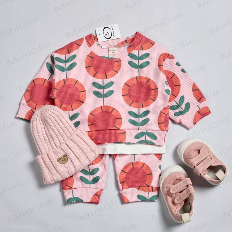 Baby Toddler Sunflower Pink Waffle 2-piece Set - image 2