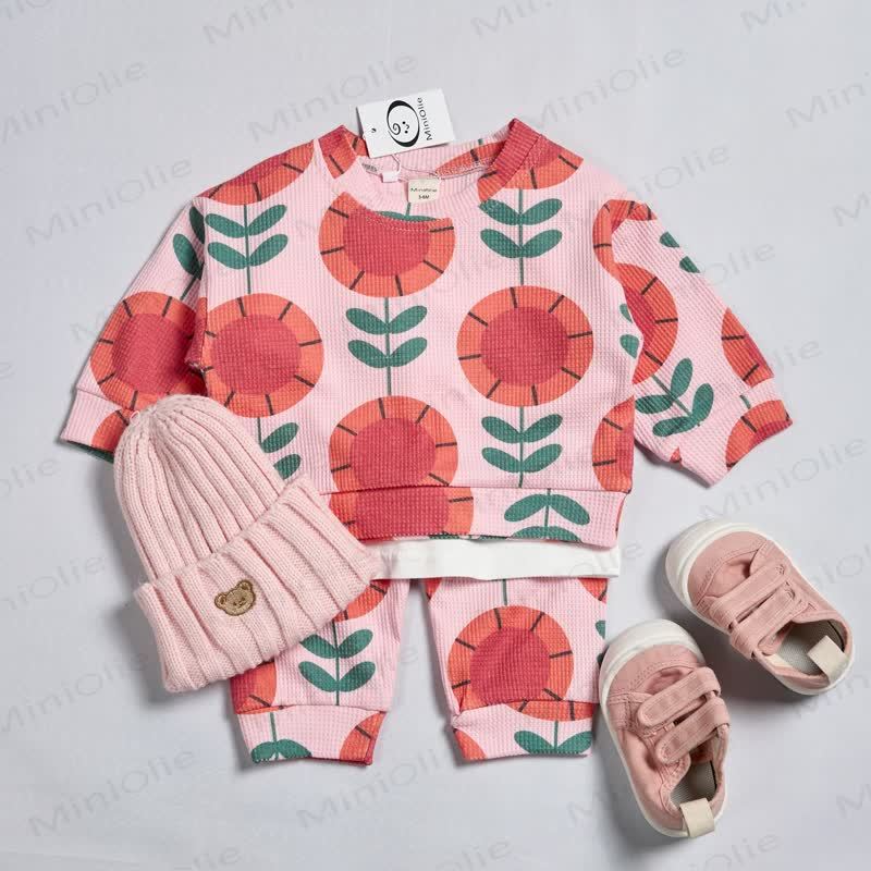 Baby Toddler Sunflower Pink Waffle 2-piece Set - image 2