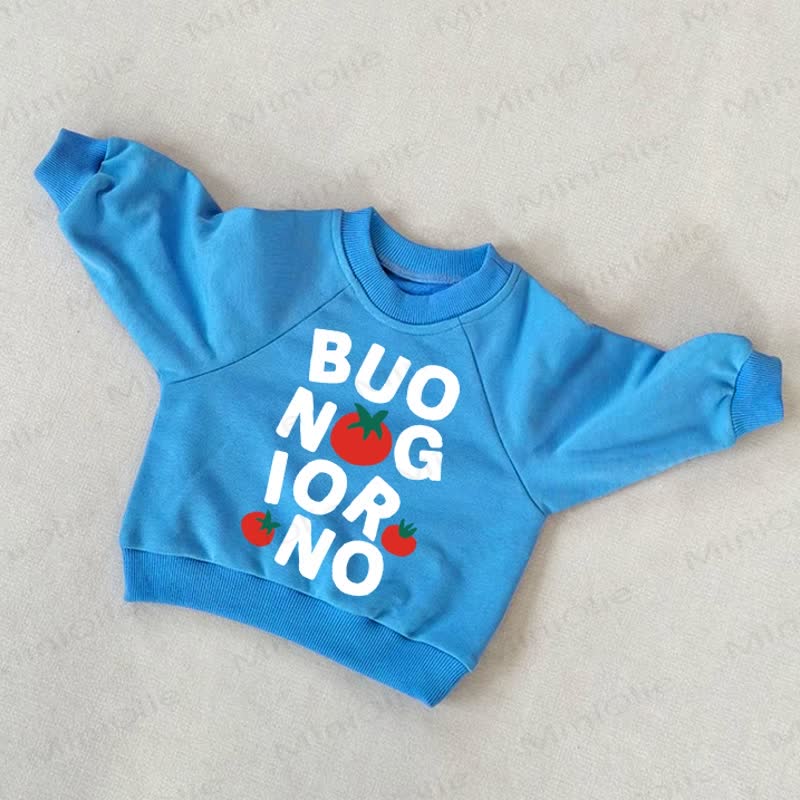 BUONGIORNO Baby Toddler Tomato Blue Sweatshirt - Blue - 3-5T - image 1