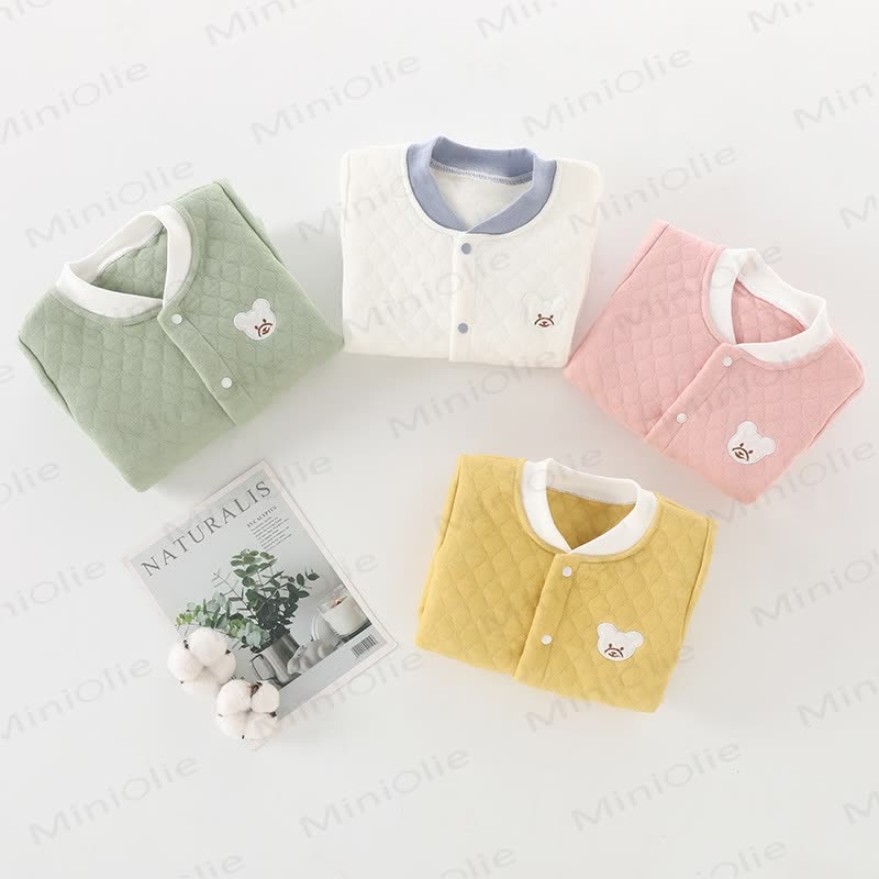 Baby Bear Quilted Contrast Color Romper - image 2