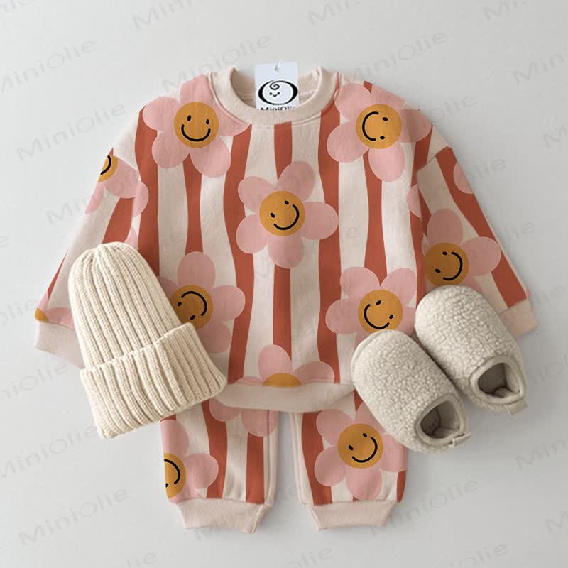 Baby Flower Striped Sweatshirt and Pants 2-piece Set