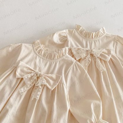 Baby Toddler Solid Color Bow Dress/Bodysuit - image 14