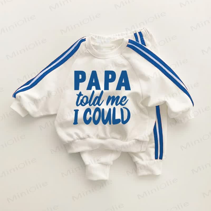 PAPA TOLD ME I COULD Baby Toddler Blue Striped 2-piece Set - White&Blue - 3-5T - image 1
