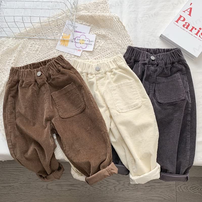 Toddler Kid Corduroy Solid Color Pants - image 3