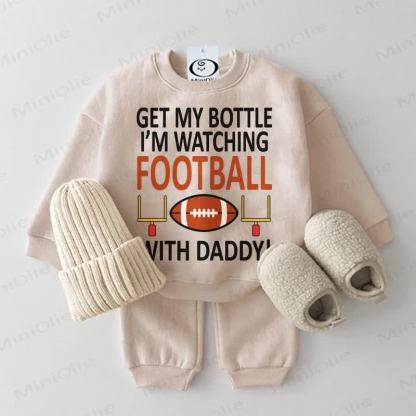 GET MY BOTTLE I'M WATCHING FOOTBALL WITH DADDY Baby 2-piece Beige Set - Beige - 2-3T - image 1