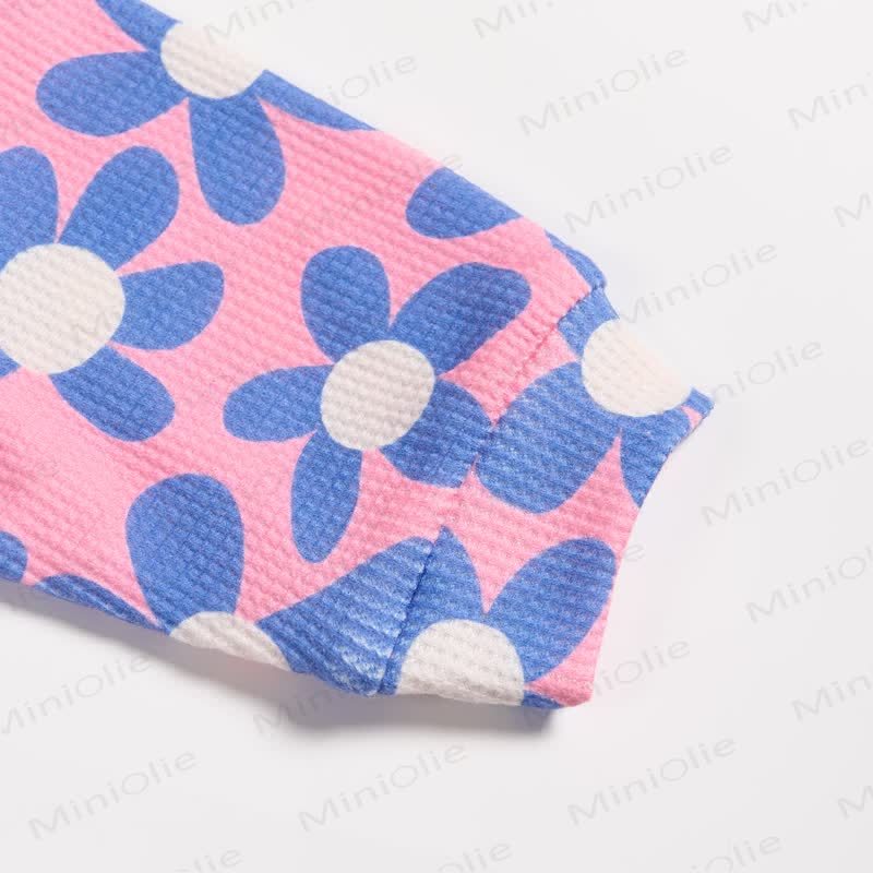 Baby Toddler Blue Flower Pink Waffle 2-piece Set - image 5