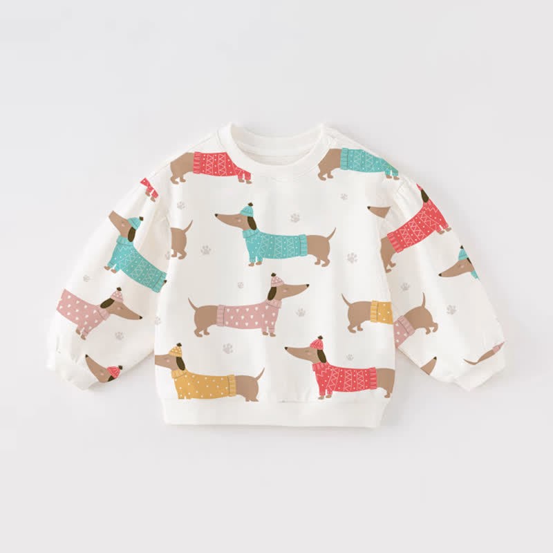Baby Toddler Dachshund White Sweatshirt - White - 3-5T - image 1