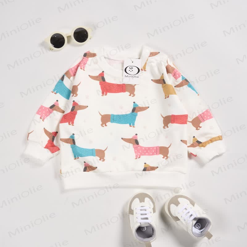 Baby Toddler Dachshund White Sweatshirt - image 2