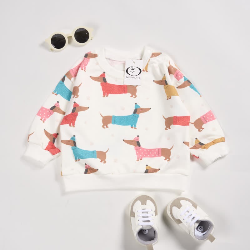 Baby Toddler Dachshund White Sweatshirt - image 2