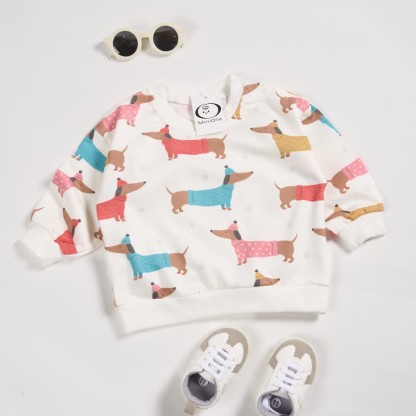 Baby Toddler Dachshund White Sweatshirt - image 3