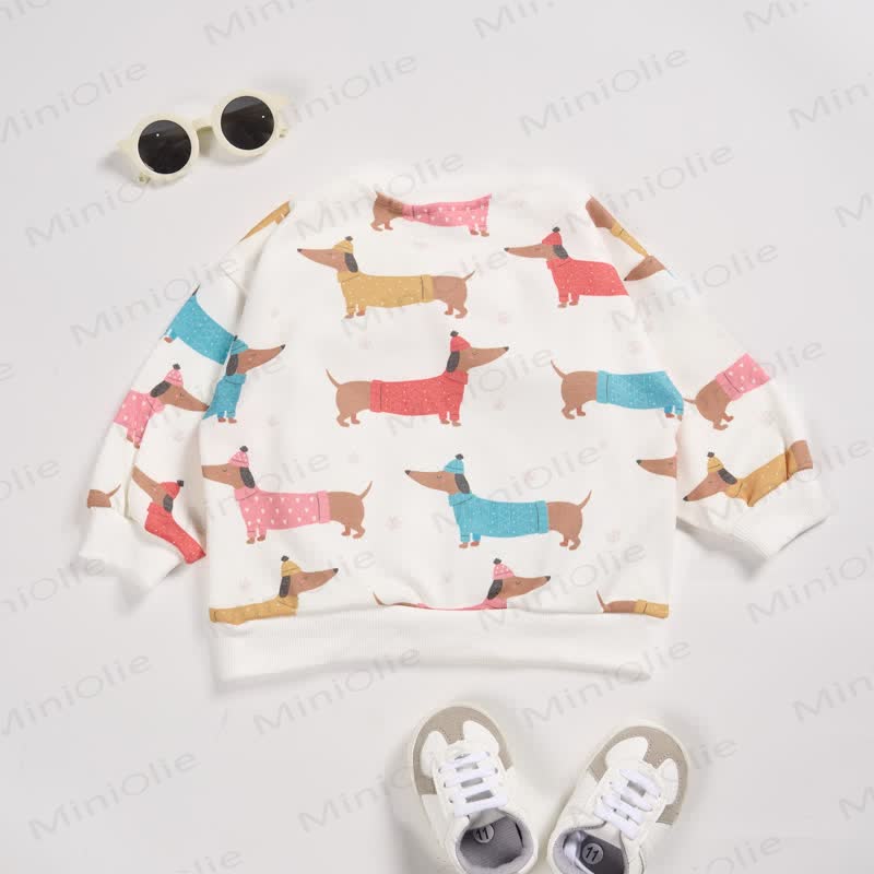 Baby Toddler Dachshund White Sweatshirt - image 4