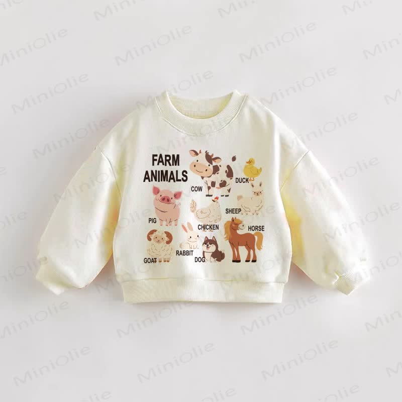 FARM ANIMALS Baby Toddler Sweatshirt - Cream - 3-5T - image 1