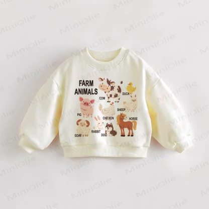 FARM ANIMALS Baby Toddler Sweatshirt - Cream - 3-5T - image 1
