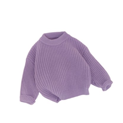 Baby Solid Color Loose Sweater - Purple - 2-3T - image 11