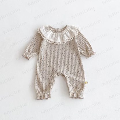 Baby Girl Floral Collar Grey Romper - Grey - 2-3T - image 5