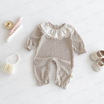 Baby Girl Floral Collar Grey Romper - image 1