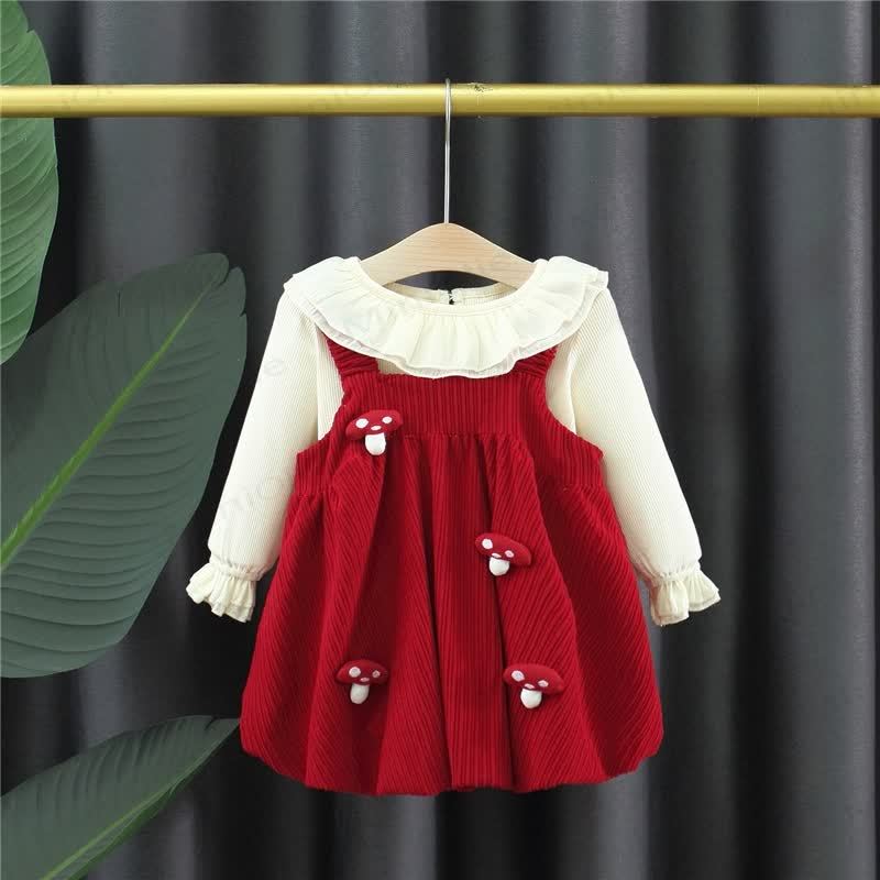 Baby Mushroom Dress and Top 2-Piece Set - Red - 3-5T - image 1