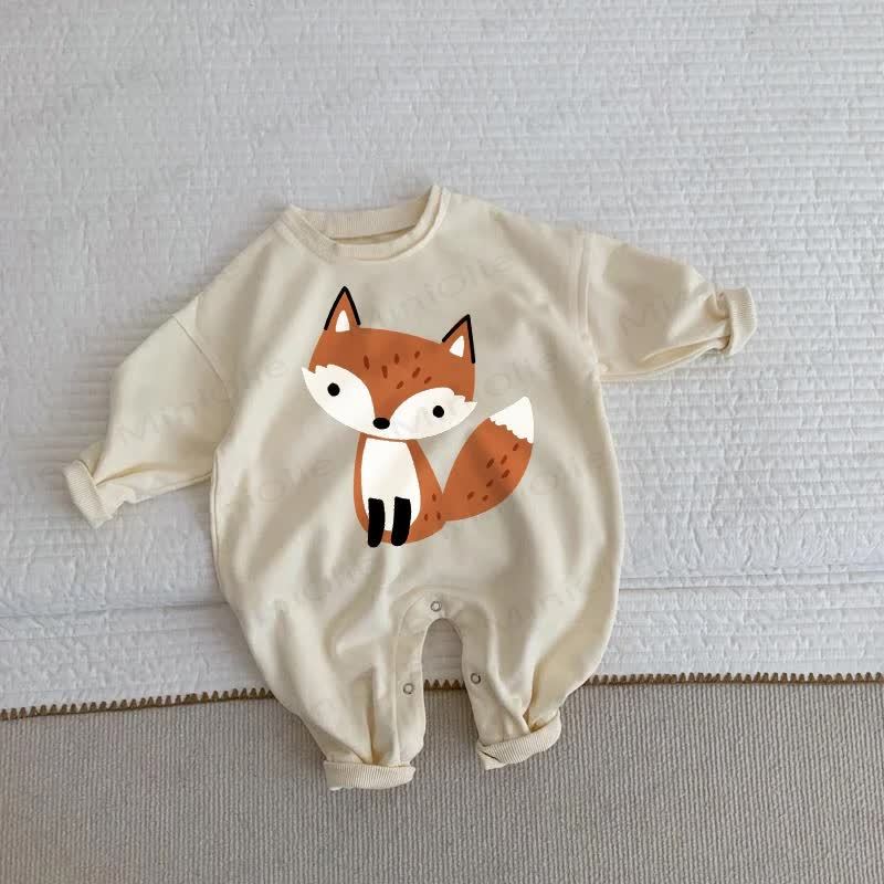 Baby Cute Fox Beige Romper - Beige - 2-3T - image 1