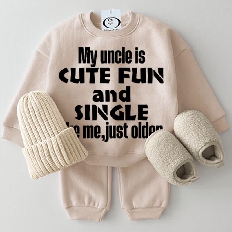 MY UNCLE IS CUTE FUN AND SINGLE LIKE ME, JUST OLDER Baby 2-piece Beige Set - Beige - 2-3T - image 1