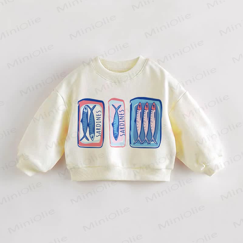 SARDINES Baby Toddler Colorful Fish Sweatshirt - Cream - 3-5T - image 1
