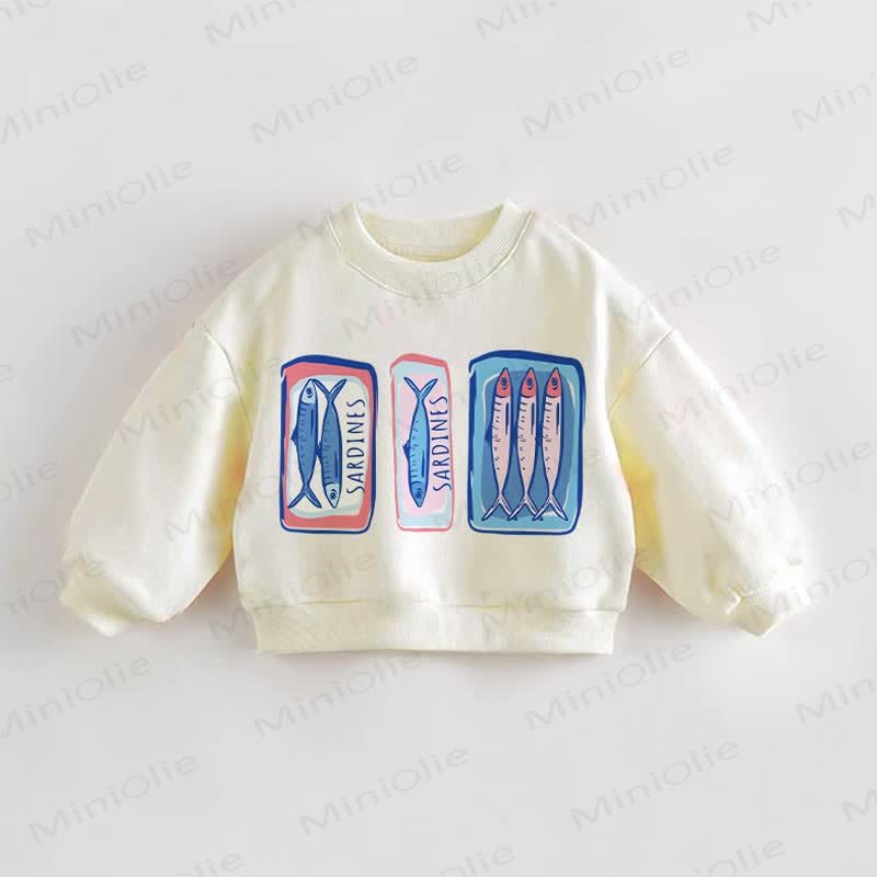 SARDINES Baby Toddler Colorful Fish Sweatshirt - Cream - 3-5T - image 1