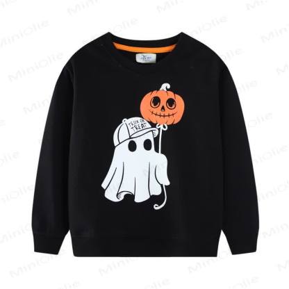 Kid Boy Ghost Jack-o'-lantern Black Sweatshirt - image 2