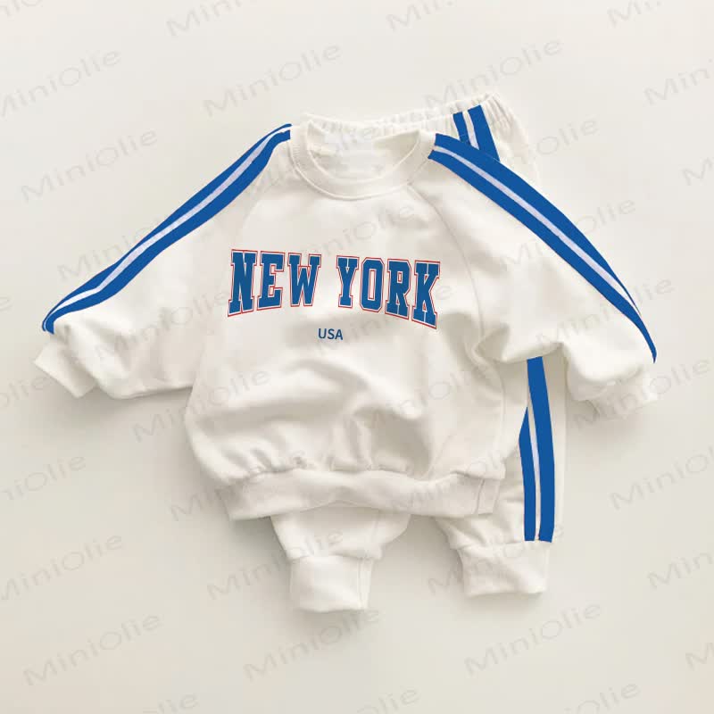 NEW YORK USA Baby Toddler Blue Striped 2-piece Set - White&Blue - 3-5T - image 1