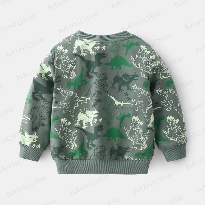 Kid Boy Dinosaurs Grey Green Sweatshirt - image 2