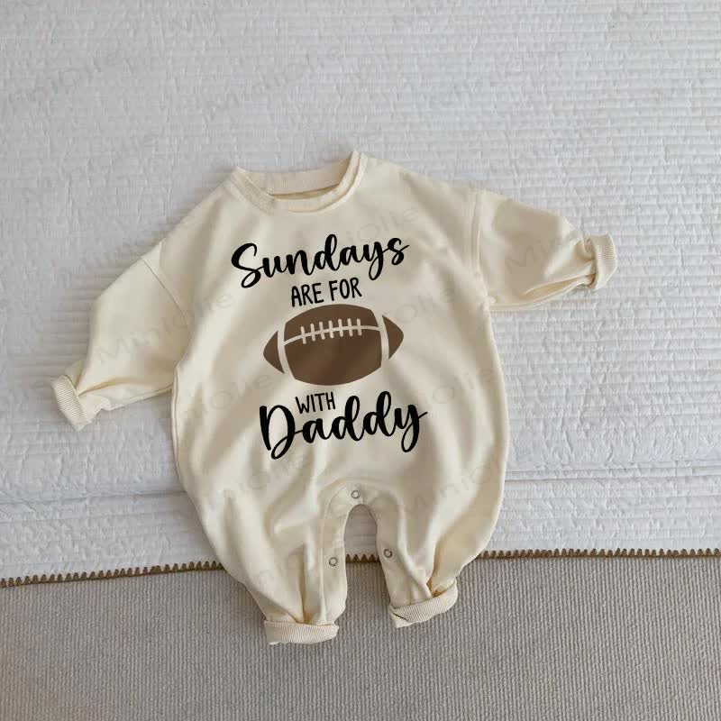  SUNDAYS ARE FOR WITH DADDY Baby Football Beige Romper - Beige - 2-3T - image 1