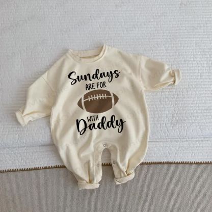  SUNDAYS ARE FOR WITH DADDY Baby Football Beige Romper - Beige - 2-3T - image 1