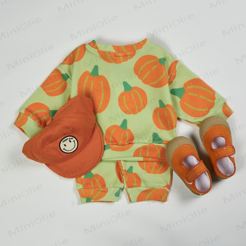 Baby Toddler Pumpkin Green Waffle 2-piece Set - image 2