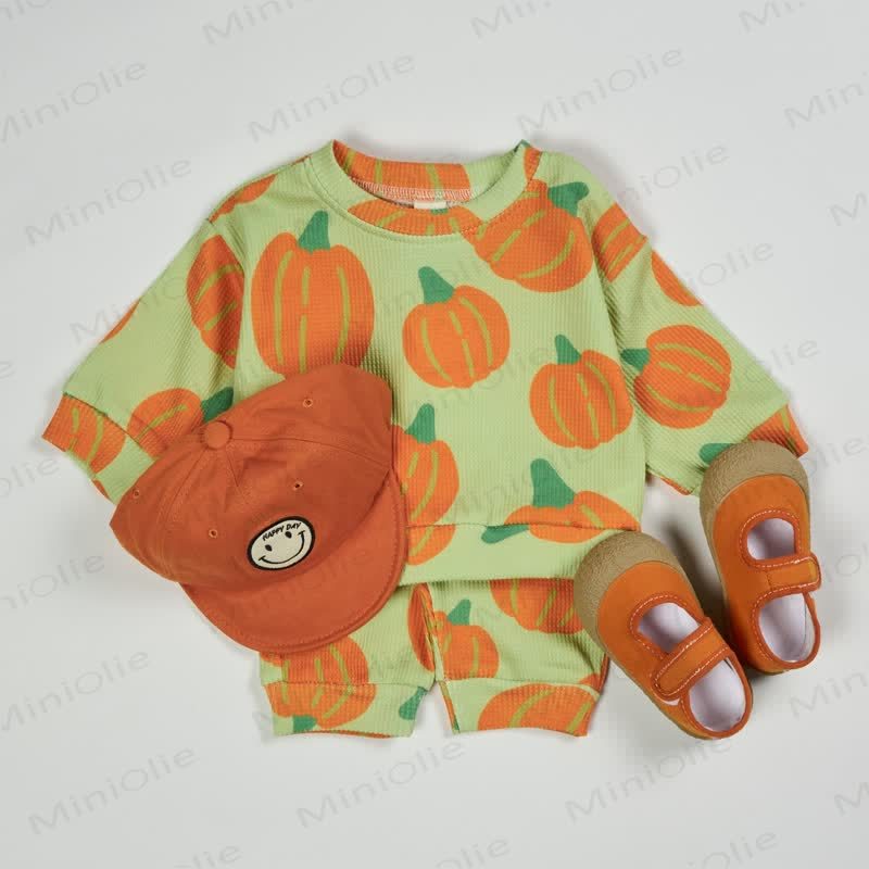 Baby Toddler Pumpkin Green Waffle 2-piece Set - Green - 3-5T - image 1