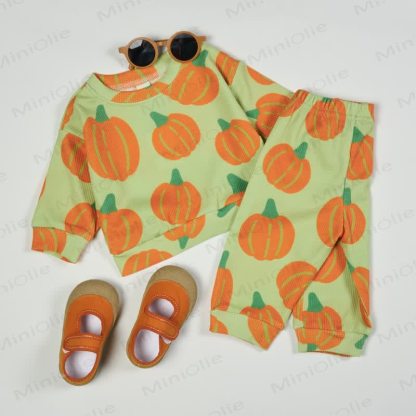 Baby Toddler Pumpkin Green Waffle 2-piece Set - image 3