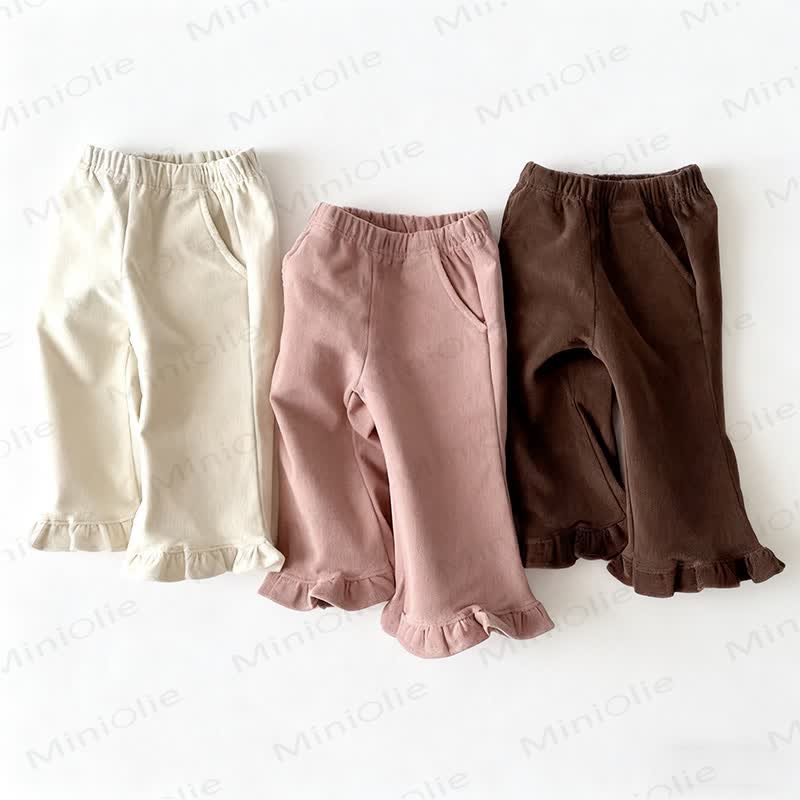 Toddler Baby Girl Solid Color Cord Bell Pants - image 2