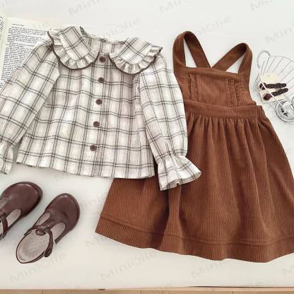 Toddler Corduroy Dress and Plaid Shirt - image 3